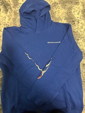 Chrome Hearts Royal Blue Pullover Hoodie with Sleeve Graphic